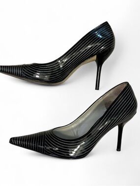 Black Striped Pointed-Toe Stiletto Pumps BCBGirls Size 6 36
